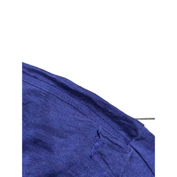 EILEEN FISHER Top Silk Cotton Stretch Jersey Crop 3/4 Crewneck Blue L A004184 - Picture 4 of 8